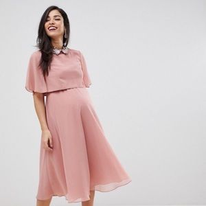 Blush formal maternity dress embellished collar